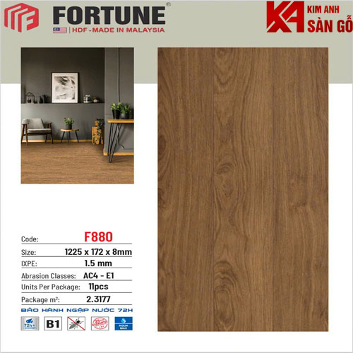 Sàn Gỗ Công Nghiệp 8MM FORTUNE-F880